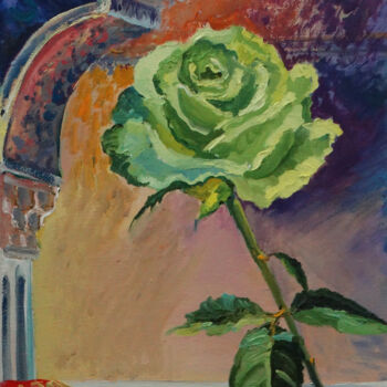 Peinture intitulée "Зелёная роза." par Asadullina Elvira, Œuvre d'art originale, Huile Monté sur Châssis en bois