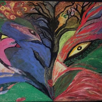 Painting titled "Strongbird" by Azzeddine Salek, Original Artwork, Lacquer
