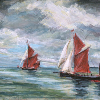 Peinture intitulée "Barge Edme (1898) o…" par Asan Kurtmalaiev, Œuvre d'art originale, Acrylique