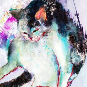 Painting titled "The cat named Nene." by Asari Fukushima, Original Artwork