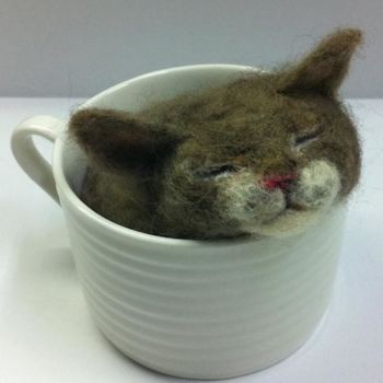 Pintura intitulada "cats_in_cups01-A.jpg" por Asari Fukushima, Obras de arte originais