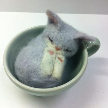 Pintura intitulada "cats_in_cups04-A.jpg" por Asari Fukushima, Obras de arte originais