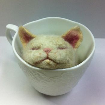 Pittura intitolato "cats_in_cups07-A.jpg" da Asari Fukushima, Opera d'arte originale