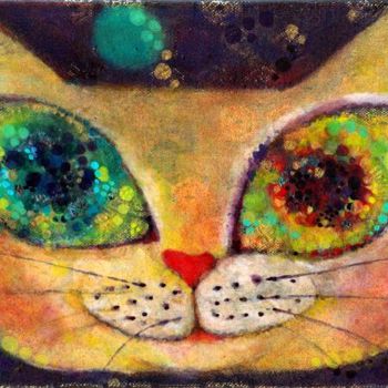 Painting titled "Cat's planet." by Asari Fukushima, Original Artwork