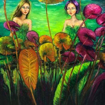 Pintura titulada "Lotus" por Aynur Gürsoy, Obra de arte original, Oleo