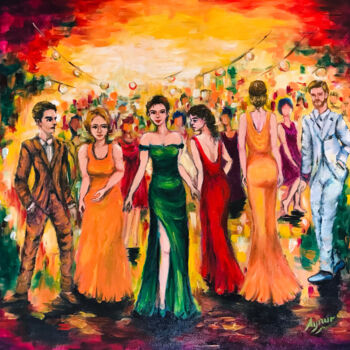 Painting titled "Party" by Aynur Gürsoy, Original Artwork, Oil