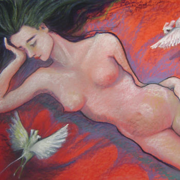Painting titled "Sleeping Venus" by Nathalie Aseeva, Original Artwork, Pastel