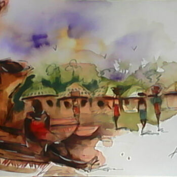 Painting titled "Great hope" by Asenior, Original Artwork, Watercolor
