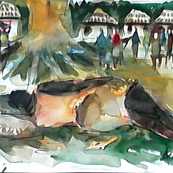 Painting titled "Day rest 2" by Asenior, Original Artwork, Watercolor