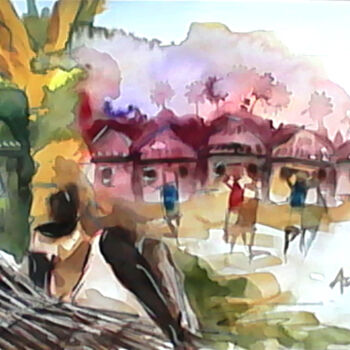 Malarstwo zatytułowany „Day rest 3” autorstwa Asenior, Oryginalna praca, Akwarela