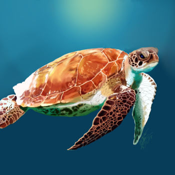 Картина под названием "Sea Turtle In Peace" - Andre O. Smith "Dre", Подлинное произведение искусства