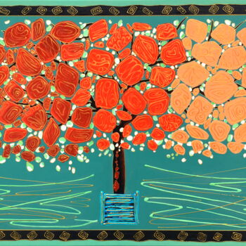 「Wonderful tree」というタイトルの絵画 Ash Petr (Ashot Petrosyan)によって, オリジナルのアートワーク, アクリル