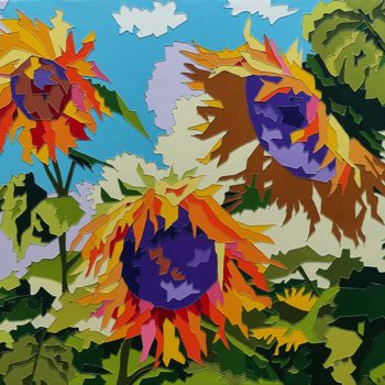 Painting titled "- SUNFLOWERS - | Mo…" by Ash Avagyan, Original Artwork, Acrylic Mounted on Wood Stretcher frame