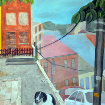 Painting titled "VALPARAISO" by Asher, Original Artwork, Oil Mounted on Wood Stretcher frame