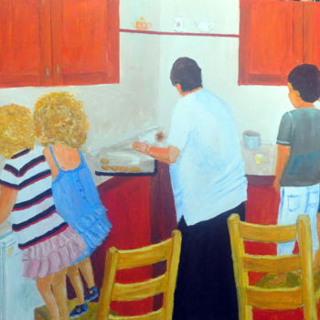 Painting titled "Cooking class" by Asher, Original Artwork, Oil