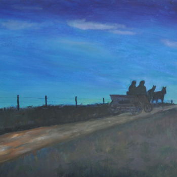 Painting titled "Carreta" by Asher, Original Artwork, Oil Mounted on Wood Stretcher frame