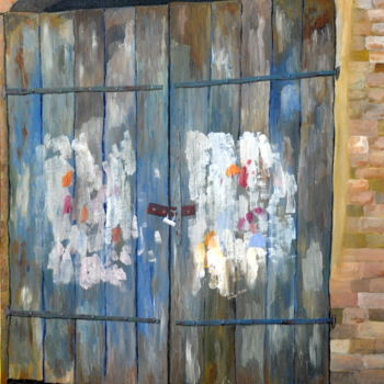 Painting titled "Porton viejo, (old…" by Asher, Original Artwork, Oil Mounted on Wood Stretcher frame
