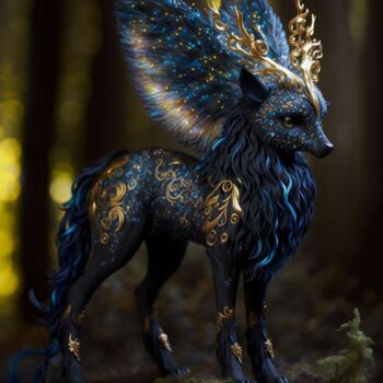 Digitale Kunst getiteld "crystal fox" door Ashiq Chappangan, Origineel Kunstwerk, AI gegenereerde afbeelding