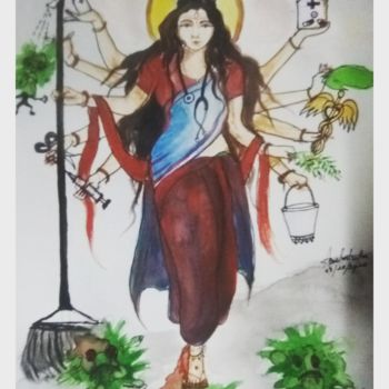 Painting titled "Devi" by Ab Mehra Batoshiy, Original Artwork, Acrylic