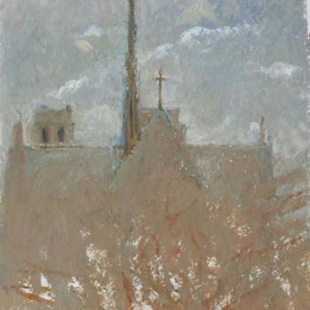 Peinture intitulée "Notre Dame. Twilight" par Ashot Kirakosyan, Œuvre d'art originale