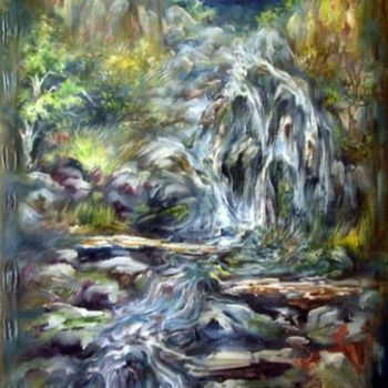Painting titled "Water fall I" by Revankar, Original Artwork