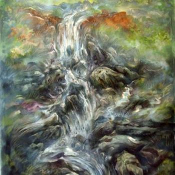 Painting titled "Water fall II" by Revankar, Original Artwork