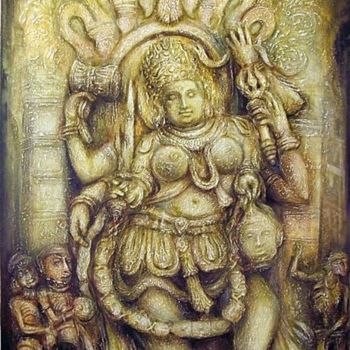 Painting titled "Chamunda Devi" by Revankar, Original Artwork, Oil