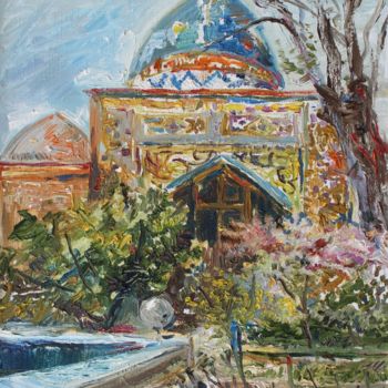 Painting titled "Mosquée iranienne" by Ashot Bagratooney, Original Artwork, Oil