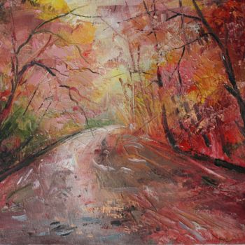 Painting titled "Red trees" by Ashot Bagratooney, Original Artwork, Oil