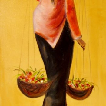 Картина под названием "marchande de fleurs" - Mich'L Barö, Подлинное произведение искусства