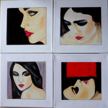 Painting titled "Portraits de femmes" by Mich'L Barö, Original Artwork