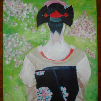 Painting titled "Geisha" by Gwenaelle Cortyl, Original Artwork