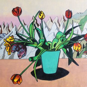 Painting titled "Tulipes" by Yves André, Original Artwork, Oil