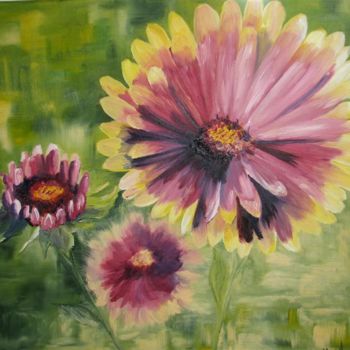 Pittura intitolato "fleurs" da Annie Sillard, Opera d'arte originale