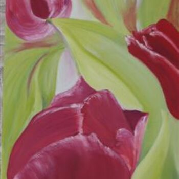 Painting titled "fleurs 2" by Annie Sillard, Original Artwork