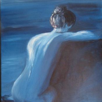 Painting titled "nu bleu" by Annie Sillard, Original Artwork