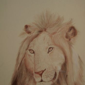 Drawing titled "le lion" by Annie Sillard, Original Artwork