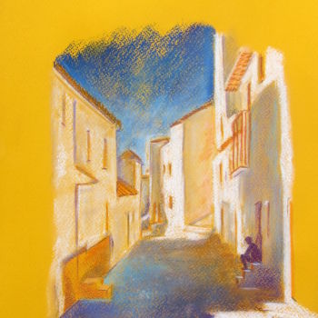 Painting titled "Ruelle au soleil" by Anne Sisun Kermarrec, Original Artwork