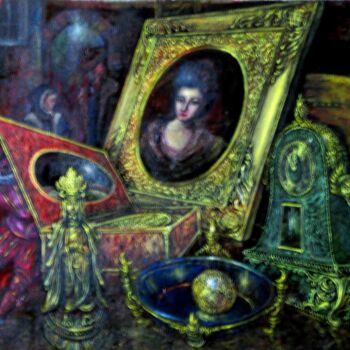 Pintura intitulada "натюрморт "лавка др…" por Askar Karimov, Obras de arte originais, Óleo