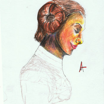 Dessin intitulée "Princess Leia" par Askew Mind, Œuvre d'art originale, Crayon