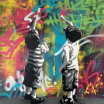 "Graff Kids" başlıklı Tablo Asko tarafından, Orijinal sanat, Akrilik Ahşap Sedye çerçevesi üzerine monte edilmiş