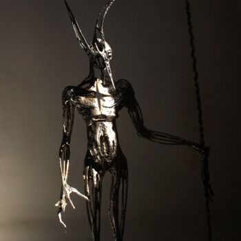 Sculptuur getiteld "BlackShaman-KaraŞam…" door Aslan Selçuk Arık, Origineel Kunstwerk, Metalen