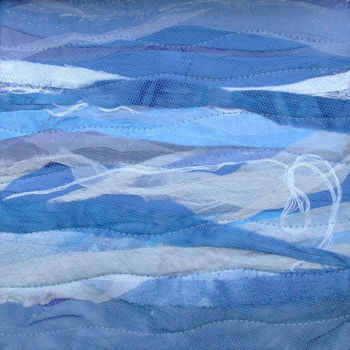 Textielkunst getiteld "Bleu.jpg" door Jean Pierre Avonts-Saint-Lager, Origineel Kunstwerk, Stof Gemonteerd op Karton