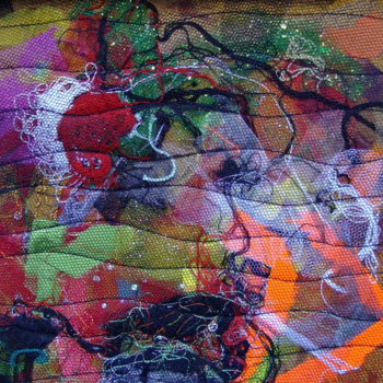 Textile Art titled "Chaos.jpg" by Jean Pierre Avonts-Saint-Lager, Original Artwork, Fabric Mounted on Cardboard