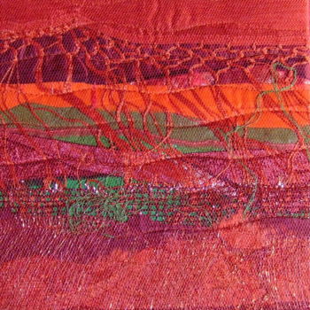 Textile Art titled "Rouge vert.jpg" by Jean Pierre Avonts-Saint-Lager, Original Artwork, Fabric Mounted on Cardboard
