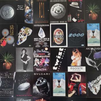 Collages titled "NOIR 36" by Jean Pierre Avonts-Saint-Lager, Original Artwork, Collages Mounted on Wood Panel