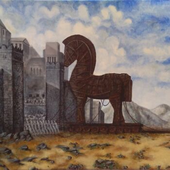 Painting titled "Trojan Horse" by Asma ., Original Artwork, Acrylic