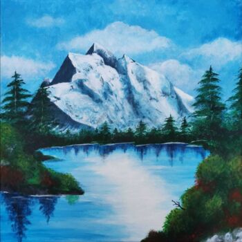 Painting titled "Spring Mountains" by Asma ., Original Artwork, Acrylic