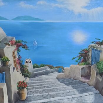 Malerei mit dem Titel "Santorini" von Asma ., Original-Kunstwerk, Acryl