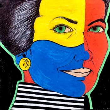 Malerei mit dem Titel "Simone" von Asmae Brahimi, Original-Kunstwerk, Acryl